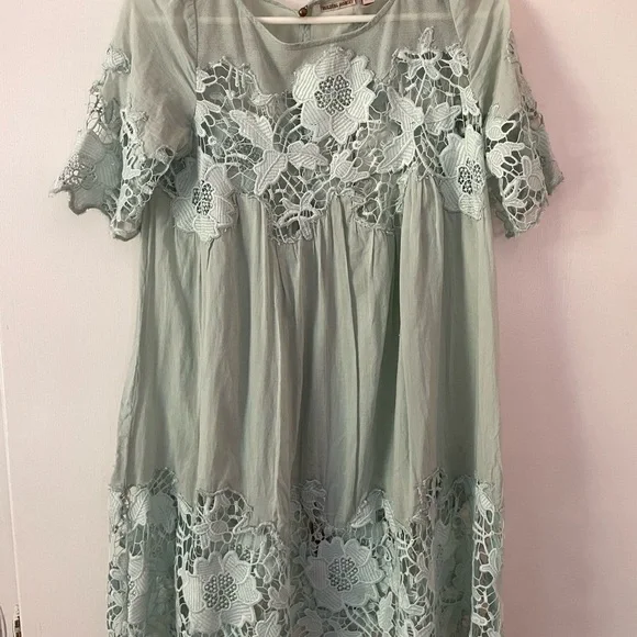 green emerald velvet dress Anthropologie Antoinette Seafoam Green Lace Ruffle Midi Dress  Mustang  Sally Two's Closet